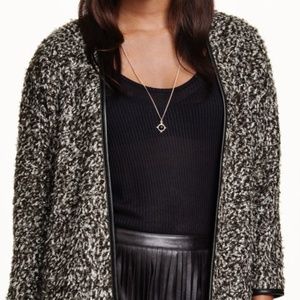 H&M Black and White Melange Bouclé Cardigan XS